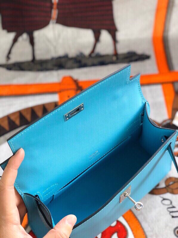 에르메스 미니 켈리백22 노던블루 은장 스위프트